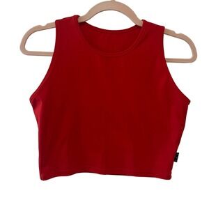 Lici Fit Crop Tank Top Women Large Red Activewear Sleeveless 1651